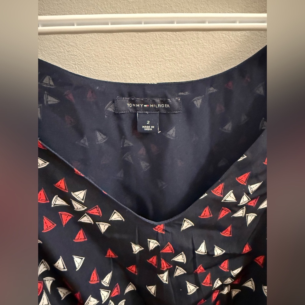 Tommy Hilfiger | Navy Maxi Dress With Colourful Pink and White Sailboat Print - Picture 10 of 16